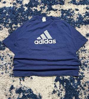 Vintage Adidas Navy Blue Big Logo T-Shirt Size 2XL